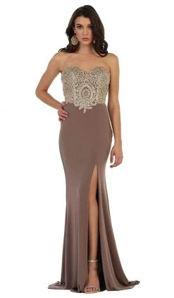 Formal Gowns May Queen - Appliqued Prom Gown With Slit 20 Formal Gowns May Queen - Appliqued Prom Gown With Slit