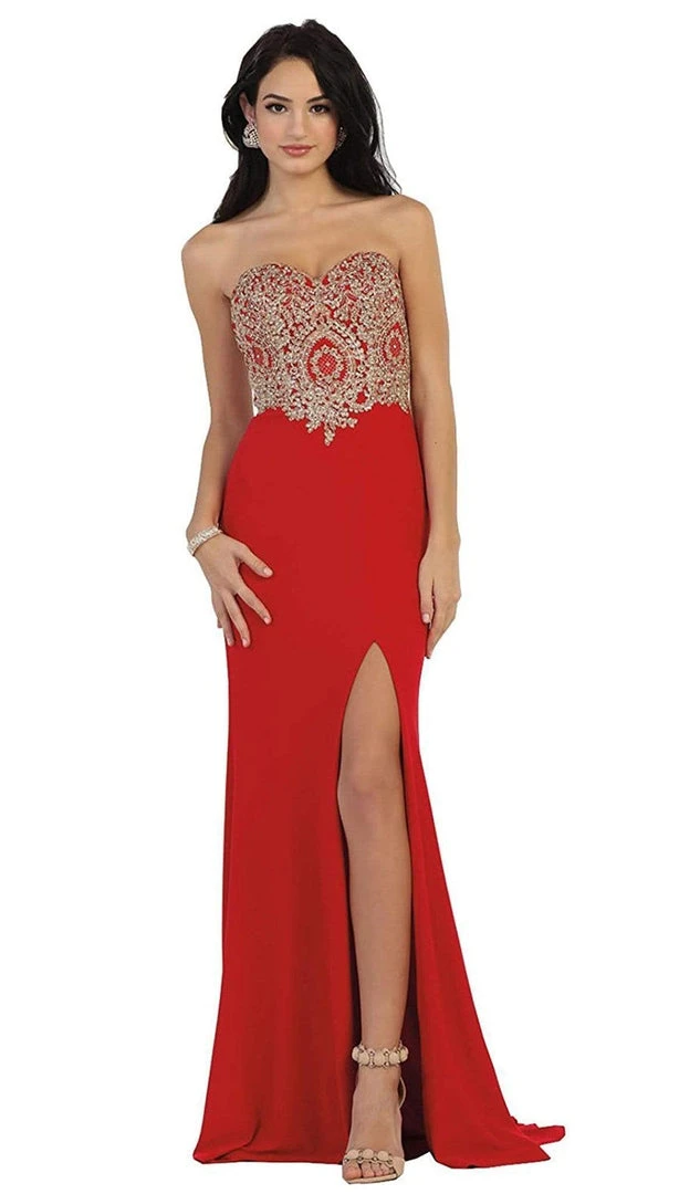 Formal Gowns May Queen - Appliqued Prom Gown With Slit 11 Formal Gowns May Queen - Appliqued Prom Gown With Slit