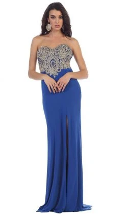 Formal Gowns May Queen - Appliqued Prom Gown With Slit 24 Formal Gowns May Queen - Appliqued Prom Gown With Slit