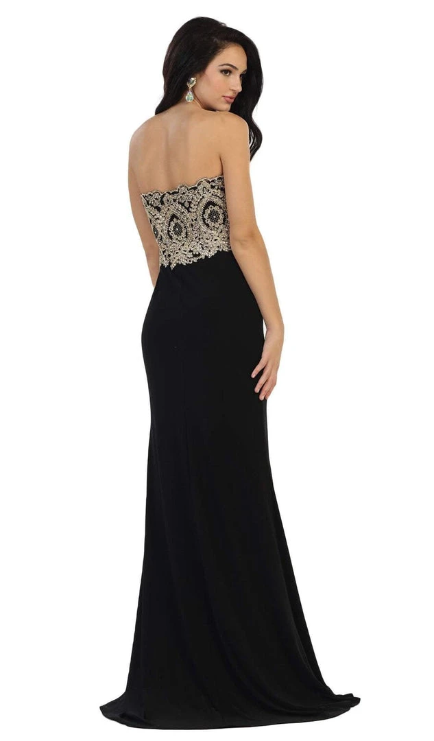 Formal Gowns May Queen - Appliqued Prom Gown With Slit 5 Formal Gowns May Queen - Appliqued Prom Gown With Slit