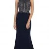 May Queen - Bateau Neck Beaded Jersey Evening Gown Formal Gowns