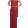 Formal Gowns May Queen - Bead Embellished Sheer Evening Gown 1 Formal Gowns May Queen - Bead Embellished Sheer Evening Gown