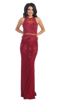 Formal Gowns May Queen - Bead Embellished Sheer Evening Gown