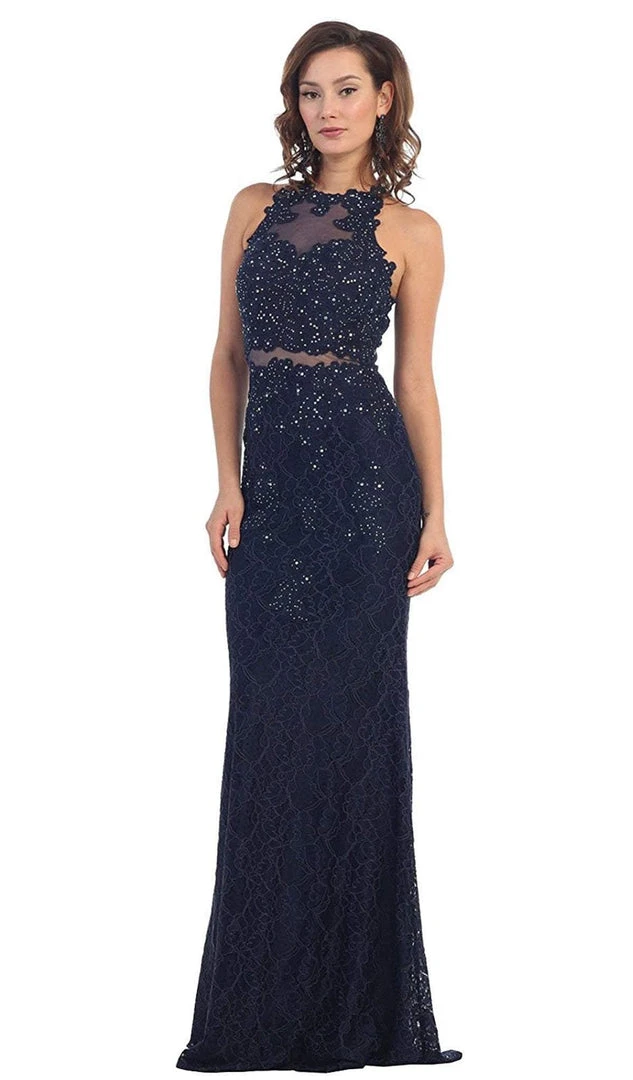 Formal Gowns May Queen - Bead Embellished Sheer Evening Gown 7 Formal Gowns May Queen - Bead Embellished Sheer Evening Gown