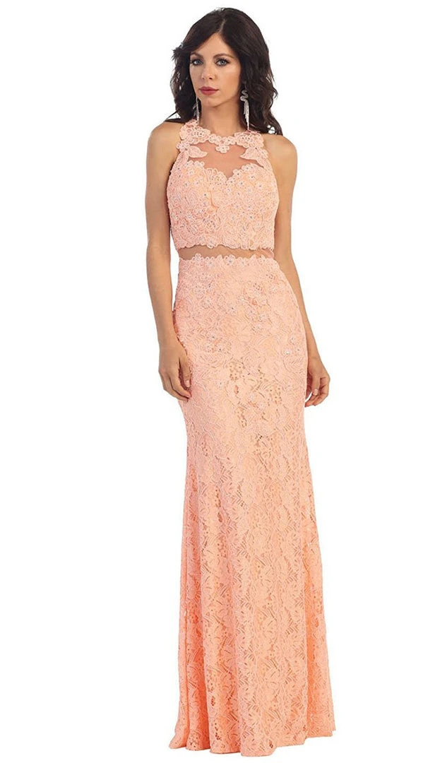 Formal Gowns May Queen - Bead Embellished Sheer Evening Gown 9 Formal Gowns May Queen - Bead Embellished Sheer Evening Gown