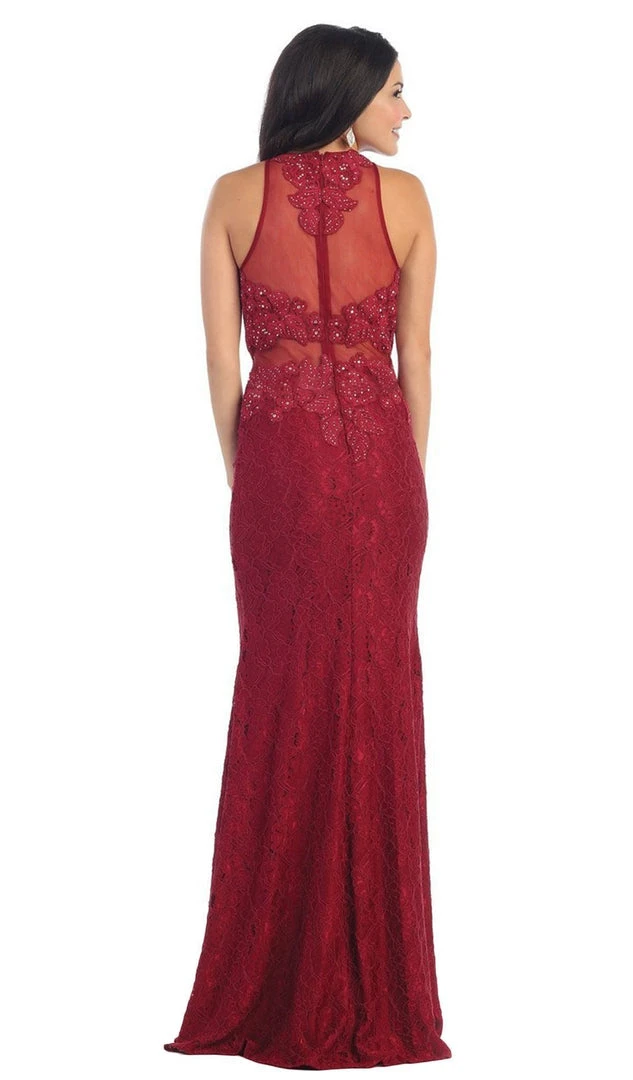 Formal Gowns May Queen - Bead Embellished Sheer Evening Gown 5 Formal Gowns May Queen - Bead Embellished Sheer Evening Gown