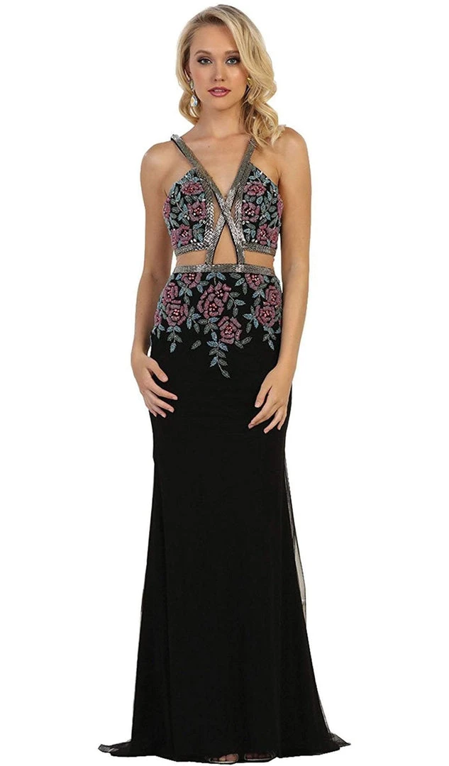 May Queen - Beaded And Embroidered Sleeveless Sheath Evening Gown Formal Gowns 3 May Queen - Beaded And Embroidered Sleeveless Sheath Evening Gown Formal Gowns