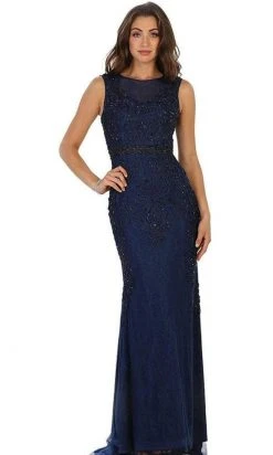 May Queen - Beaded Illusion Bateau Sheath Evening Gown RQ7524 Formal Gowns