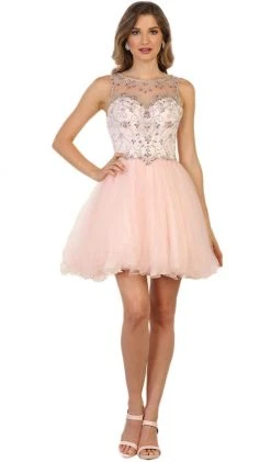 May Queen - Beaded Illusion Cocktail Dress Cocktail Dresses