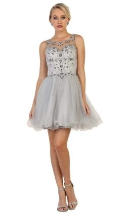 May Queen - Beaded Illusion Cocktail Dress Cocktail Dresses