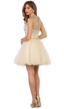 May Queen - Beaded Illusion Cocktail Dress Cocktail Dresses