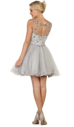 May Queen - Beaded Illusion Cocktail Dress Cocktail Dresses