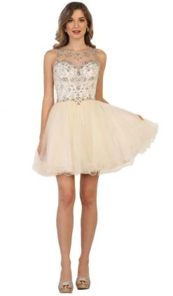 May Queen - Beaded Illusion Cocktail Dress Cocktail Dresses