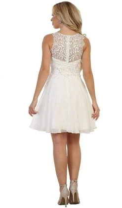 May Queen - Beaded Illusion Jewel Cocktail Dress 1556 - 1 Pc Blush In Size 6 Available