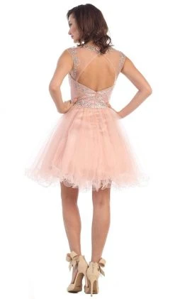 May Queen - Beaded Illusion Tulle Cocktail Dress Formal Gowns 16 May Queen - Beaded Illusion Tulle Cocktail Dress Formal Gowns