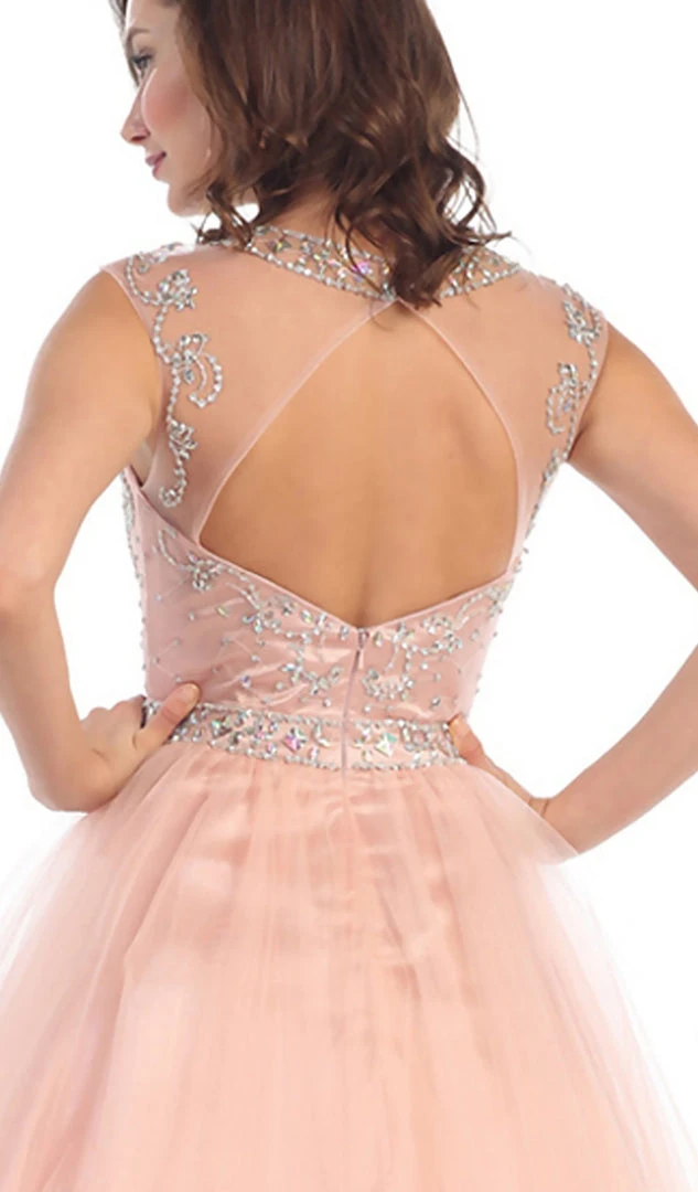 May Queen - Beaded Illusion Tulle Cocktail Dress Formal Gowns 6 May Queen - Beaded Illusion Tulle Cocktail Dress Formal Gowns