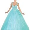 May Queen - Beaded Lace Plunging Sweetheart Quinceanera Ballgown Formal Gowns