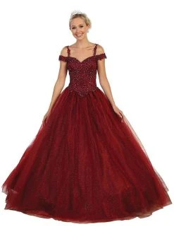 May Queen - Beaded Lace Sweetheart Quinceanera Ballgown Formal Gowns