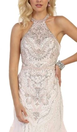 May Queen - Bedazzled Halter Neck Sheath Gown RQ7572