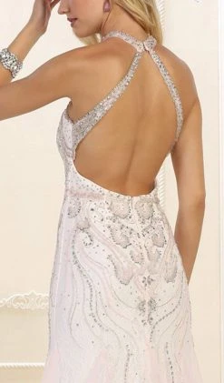 May Queen - Bedazzled Halter Neck Sheath Gown RQ7572