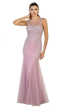 Formal Gowns May Queen - Bedazzled Illusion Bateau Trumpet Prom Dress