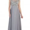 May Queen - Bejeweled Cap Sleeve Illusion Scoop Evening Dress