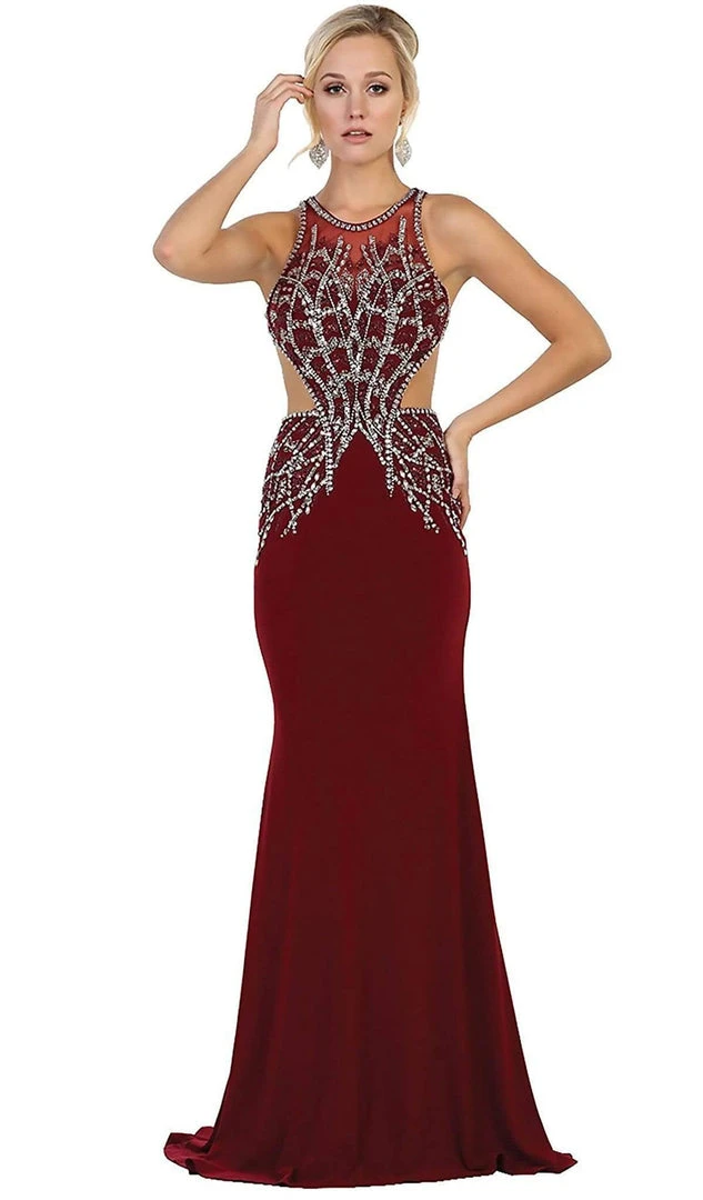 May Queen - Bejeweled Illusion Halter Sheath Evening Dress Formal Gowns 5 May Queen - Bejeweled Illusion Halter Sheath Evening Dress Formal Gowns