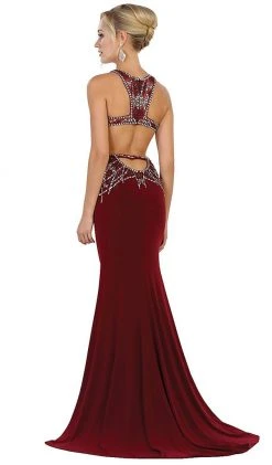 May Queen - Bejeweled Illusion Halter Sheath Evening Dress Formal Gowns 14 May Queen - Bejeweled Illusion Halter Sheath Evening Dress Formal Gowns