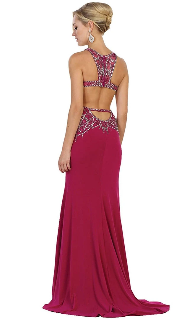 May Queen - Bejeweled Illusion Halter Sheath Evening Dress Formal Gowns 4 May Queen - Bejeweled Illusion Halter Sheath Evening Dress Formal Gowns