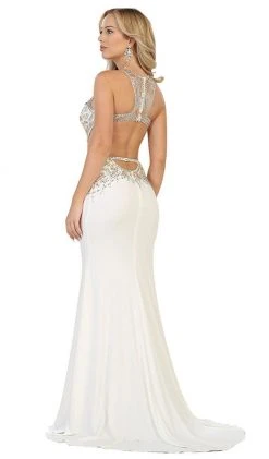 May Queen - Bejeweled Illusion Halter Sheath Evening Dress Formal Gowns 18 May Queen - Bejeweled Illusion Halter Sheath Evening Dress Formal Gowns