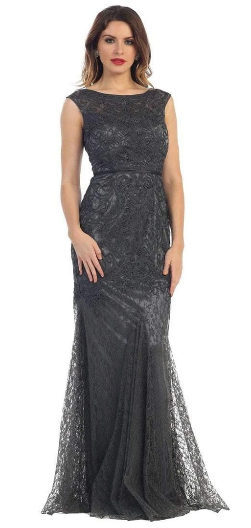 May Queen Bridal - Classy Bateau Illusion Trumpet Lace Dress MQ1258 Formal Gowns 6 May Queen Bridal - Classy Bateau Illusion Trumpet Lace Dress MQ1258 Formal Gowns