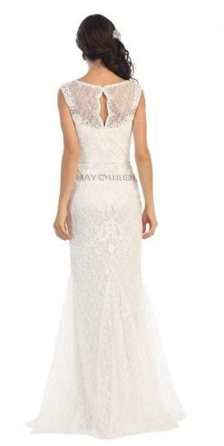 May Queen Bridal - Classy Bateau Illusion Trumpet Lace Dress MQ1258 Formal Gowns 7 May Queen Bridal - Classy Bateau Illusion Trumpet Lace Dress MQ1258 Formal Gowns