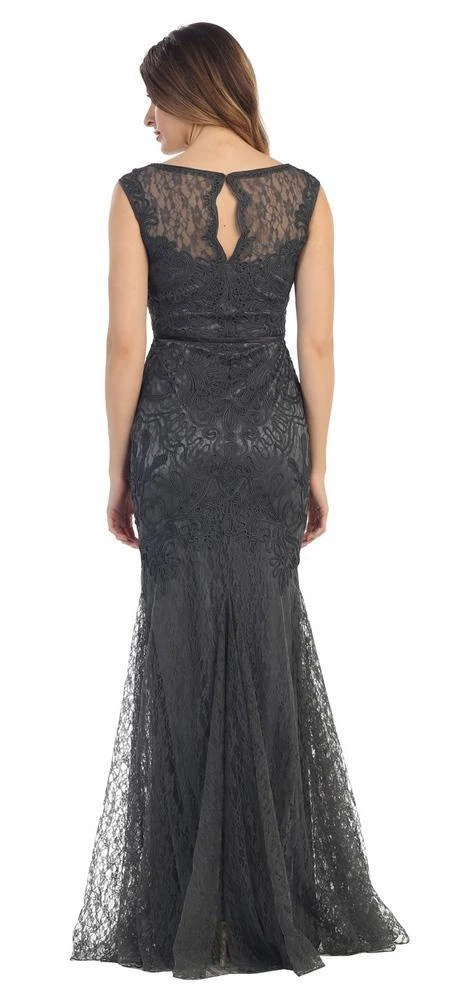 May Queen Bridal - Classy Bateau Illusion Trumpet Lace Dress MQ1258 Formal Gowns 5 May Queen Bridal - Classy Bateau Illusion Trumpet Lace Dress MQ1258 Formal Gowns