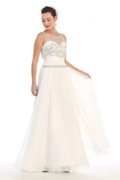 May Queen Bridal - MQ-1081 Crystal Embellished Ruched Bridal Dress