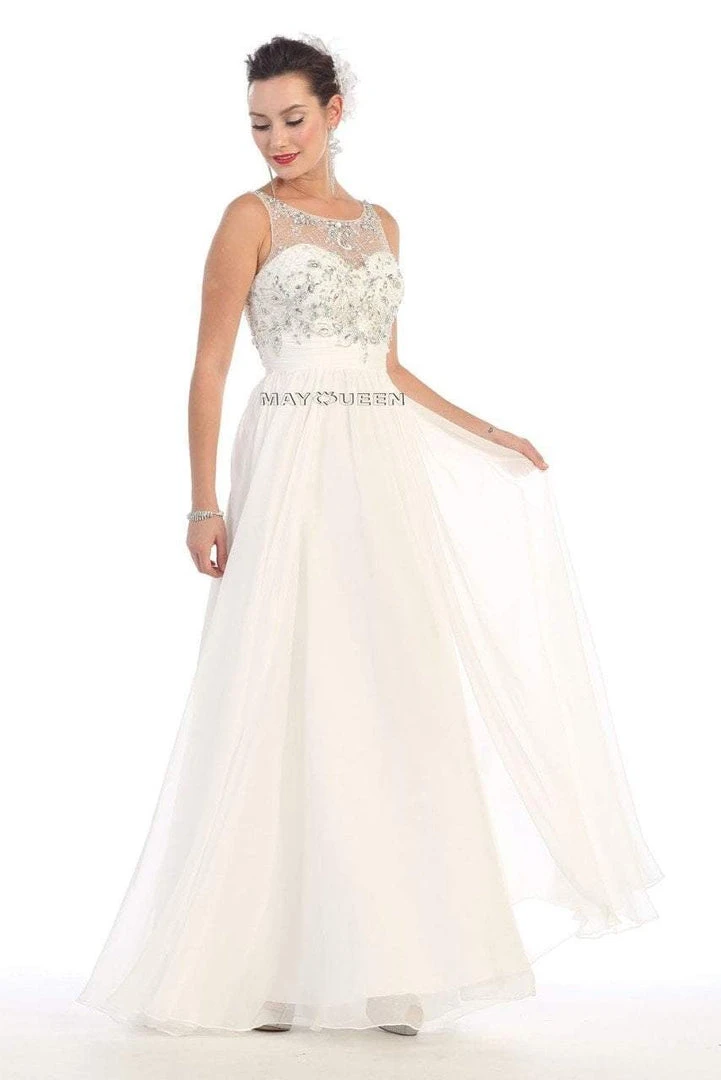May Queen Bridal - MQ-1081 Crystal Embellished Ruched Bridal Dress 3 May Queen Bridal - MQ-1081 Crystal Embellished Ruched Bridal Dress
