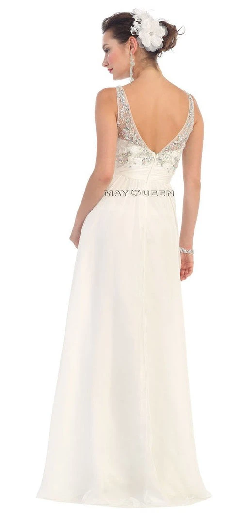 May Queen Bridal - MQ-1081 Crystal Embellished Ruched Bridal Dress 4 May Queen Bridal - MQ-1081 Crystal Embellished Ruched Bridal Dress