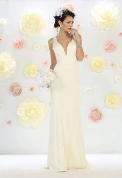 Formal Gowns May Queen Bridal - MQ1431 Sleeveless Plunging Trumpet Gown