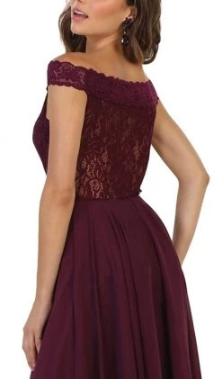 May Queen Bridal - MQ1514 Lace Overlaid Off-Shoulder A-Line Bridal Gown 8 May Queen Bridal - MQ1514 Lace Overlaid Off-Shoulder A-Line Bridal Gown