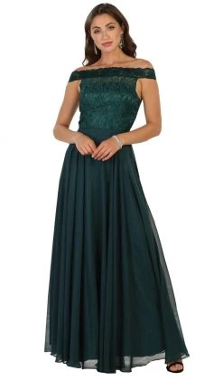 May Queen Bridal - MQ1514 Lace Overlaid Off-Shoulder A-Line Bridal Gown 9 May Queen Bridal - MQ1514 Lace Overlaid Off-Shoulder A-Line Bridal Gown