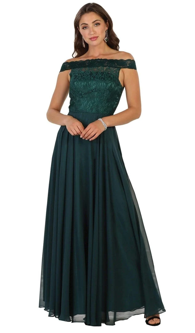 May Queen Bridal - MQ1514 Lace Overlaid Off-Shoulder A-Line Bridal Gown 6 May Queen Bridal - MQ1514 Lace Overlaid Off-Shoulder A-Line Bridal Gown