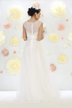 May Queen Bridal - Sequined Lace Bateau Illusion A-line Dress RQ7461 7 May Queen Bridal - Sequined Lace Bateau Illusion A-line Dress RQ7461