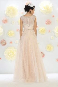 May Queen Bridal - Sequined Lace Bateau Illusion A-line Dress RQ7461 9 May Queen Bridal - Sequined Lace Bateau Illusion A-line Dress RQ7461