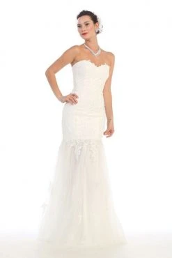 May Queen Bridal - Strapless Sweetheart With Lace Applique Dress RQ7220 Formal Gowns