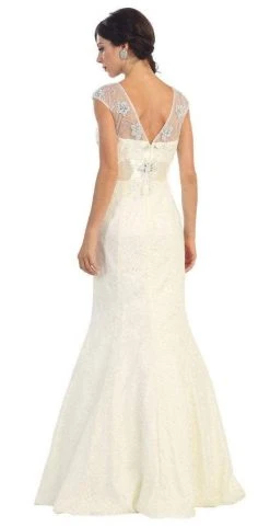 May Queen Bridal - Stunning Embroidered Cap Sleeved Illusion Mermaid Dress MQ1228 9 May Queen Bridal - Stunning Embroidered Cap Sleeved Illusion Mermaid Dress MQ1228