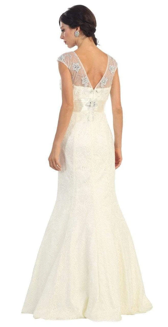 May Queen Bridal - Stunning Embroidered Cap Sleeved Illusion Mermaid Dress MQ1228 6 May Queen Bridal - Stunning Embroidered Cap Sleeved Illusion Mermaid Dress MQ1228