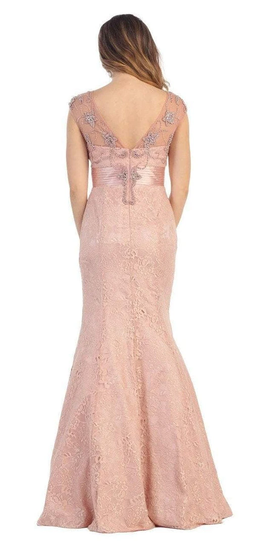 May Queen Bridal - Stunning Embroidered Cap Sleeved Illusion Mermaid Dress MQ1228 4 May Queen Bridal - Stunning Embroidered Cap Sleeved Illusion Mermaid Dress MQ1228