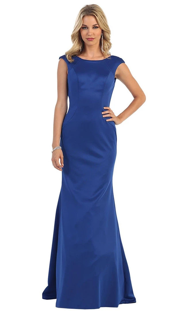 Formal Gowns May Queen - Cap Sleeve Bateau Neck Taffeta Formal Dress 8 Formal Gowns May Queen - Cap Sleeve Bateau Neck Taffeta Formal Dress