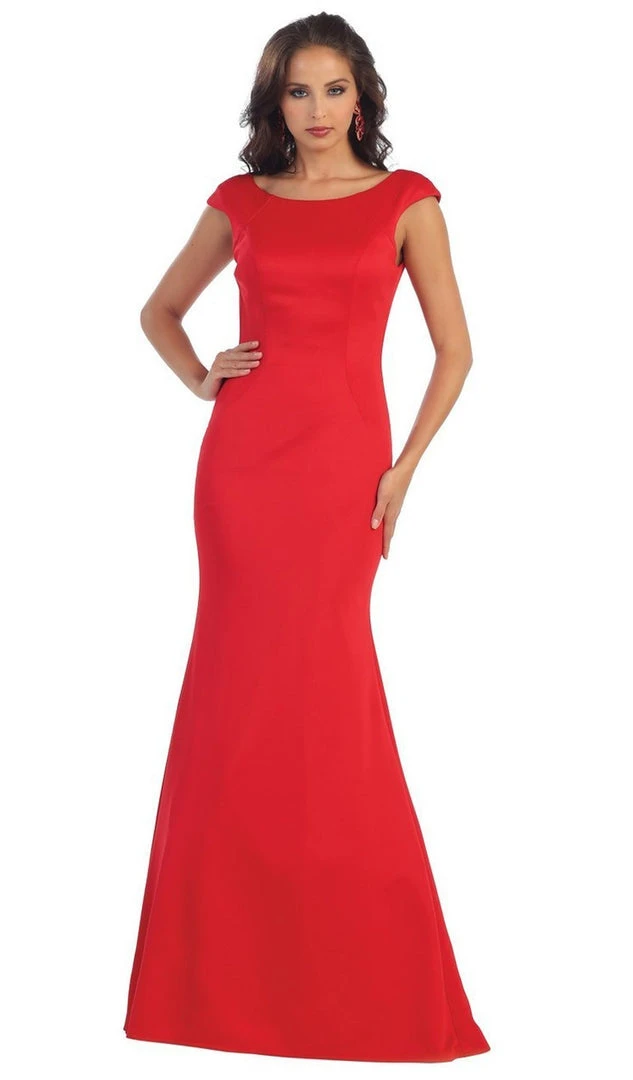 Formal Gowns May Queen - Cap Sleeve Bateau Neck Taffeta Formal Dress 3 Formal Gowns May Queen - Cap Sleeve Bateau Neck Taffeta Formal Dress