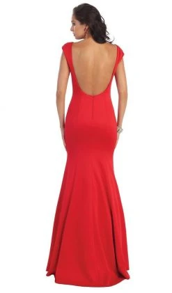 Formal Gowns May Queen - Cap Sleeve Bateau Neck Taffeta Formal Dress 11 Formal Gowns May Queen - Cap Sleeve Bateau Neck Taffeta Formal Dress