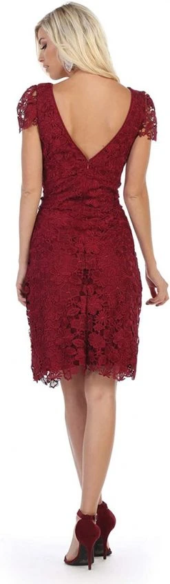 Cocktail Dresses May Queen - Cap Sleeve Floral Overlaid Sheath Dress MQ1488 18 Cocktail Dresses May Queen - Cap Sleeve Floral Overlaid Sheath Dress MQ1488